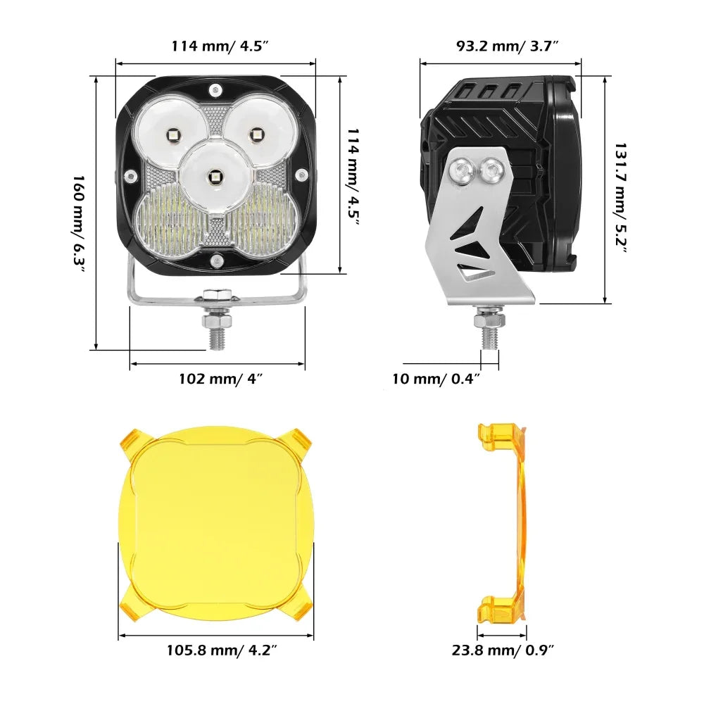 XP-ULTRA série 4.5 Inch Projecteurs LED compacts tout-terrain avec rétroéclairage orange – vue 10