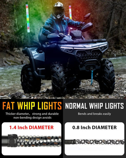 New 2.2FT LED RGB fouets LED avec clignotant & feu stop, Bluetooth APP/ télécommande – vue 2 – NOVADOMIO