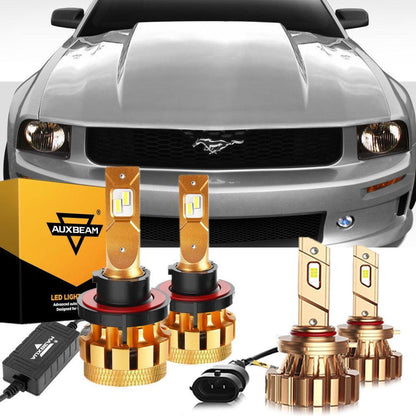 Kit d’ampoules LED feux de route/croisement F-16 Plus série CAN-bus intégré 14 000 lm pour Ford Mustang (GT) 2005–2006 – vue