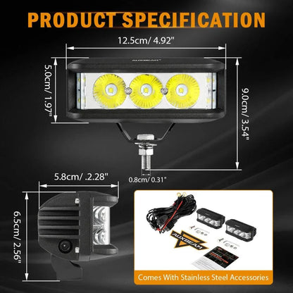 R5 série | 5″ 68 W blanc carré éclairage latéral faisceau longue portée Projecteurs LED compacts Barres LED – vue 7