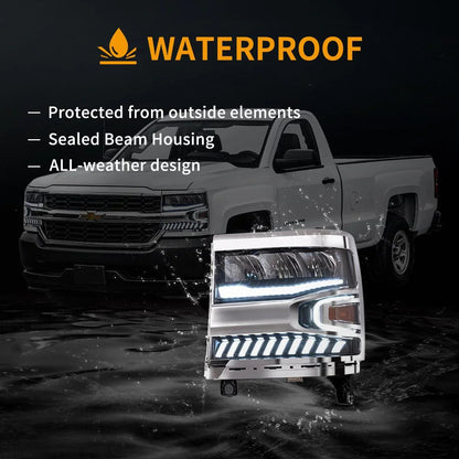 LED bloc optique avant Reflection Bowl chromé pour 2016–2018 Chevrolet Silverado 1500 4th Gen Facelift – vue 6 – NOVADOMIO