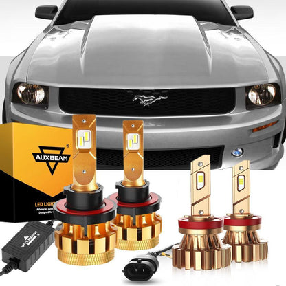 Kit d’ampoules LED feux de route/croisement F-16 Plus série CAN-bus intégré 14 000 lm pour Ford Mustang (Base) 2005–2006