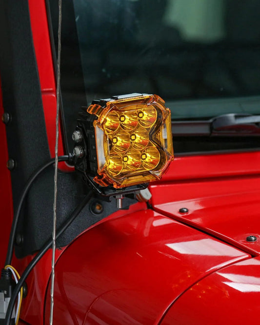 CUBE-Z série 4″ Spot Projecteurs LED compacts tout-terrain avec blanc DRL & feux clignotants orange – vue 2 – NOVADOMIO