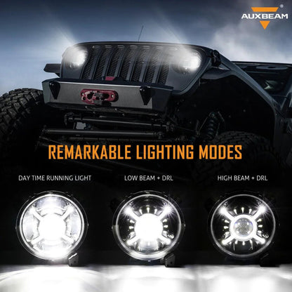 Lot de 2 9″ rond 100 W éclairage LED avec feux de route/croisement & DRL pour 2018–2022 Jeep Wrangler JL, 2019–2022 Gladiator