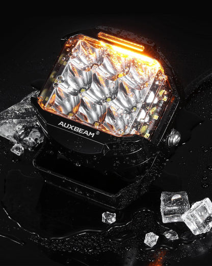 V-MAX série | 5″ 168 W 16 440 lm faisceau combiné éclairage latéral LED rond projecteurs LED compacts avec orange DRL – vue 9