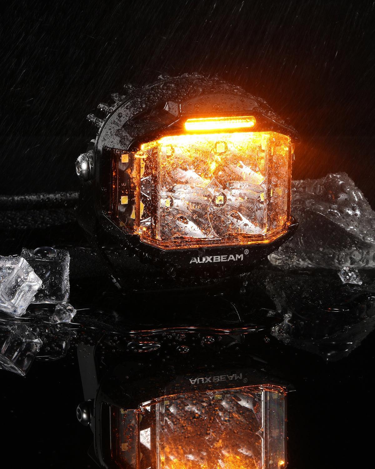 V-MAX série | 4 Inch 92W 8960LM faisceau combiné Side Shooter LED Round Pod Lights avec orange DRL – vue 10