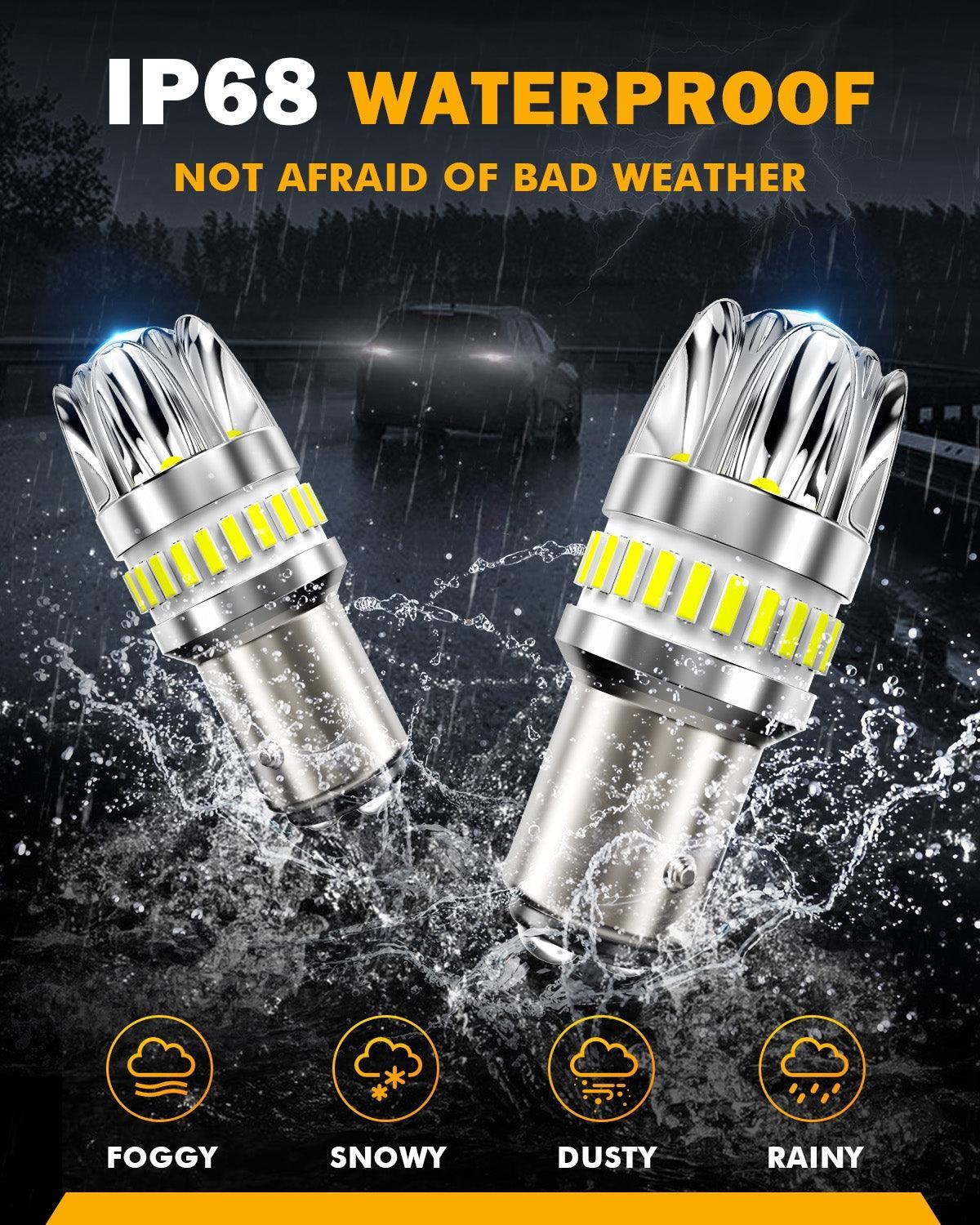 1157 BAY15D Ampoules LED pour recul, clignotants, stop et feux arrière 14W 6000LM sans erreur CAN-bus 6500K blanc Y2 série –…