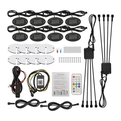RGB LED éclairages de soubassement Kit avec Bluetooth APP & Télécommande sans fil, Multicolor Neon éclairage sous caisse avec