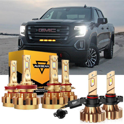 pour 2007-2008 GMC Sierra 1500 (Denali SLE SLT WT) F-16 Plus série CANbus intégré qualité automobile 14000LM Ampoules LED kit