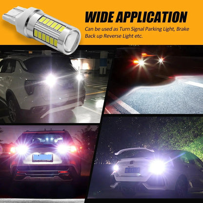 T20 7443 7440 LED recul/clignotant/Brake Tail Light 20W 4000LM 6500K blanc 33LED série – 2 ampoules – vue 3 – NOVADOMIO