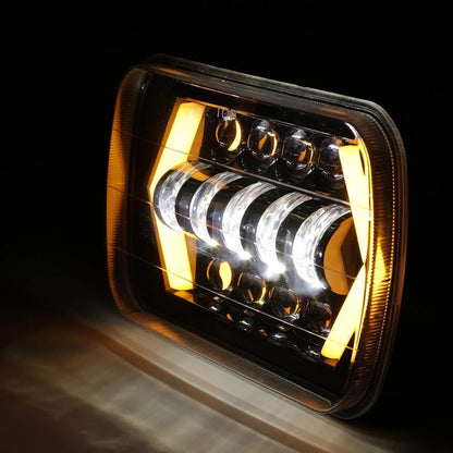 Lot de 2 7×6″ phares LED à projecteur avec feux de route/croisement & anneau Halo DRL pour Jeep, camions, Ford, GMC
