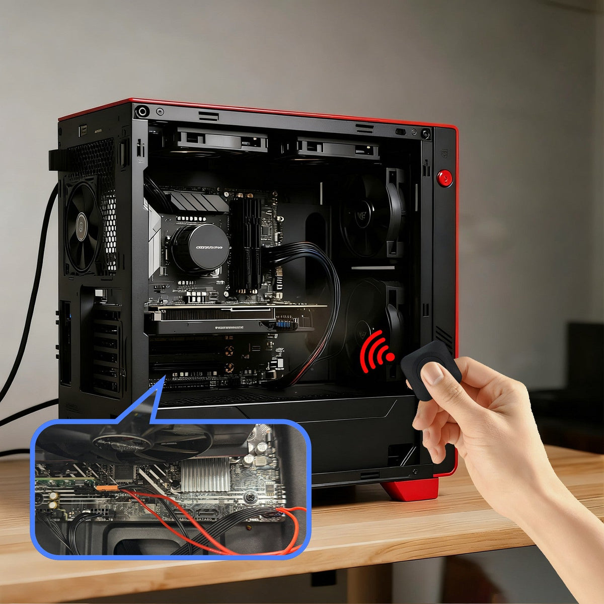 Contrôleur sans fil marche / arrêt pour ordinateur de bureau à distance + Mini télécommande carrée – vue 5