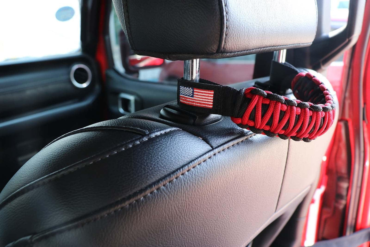(2pcs/set) Universal Woven Embroidery American Flag Seat Backrest Handle fit pour Jeep Wrangler CJ TJ JK JL – vue 3