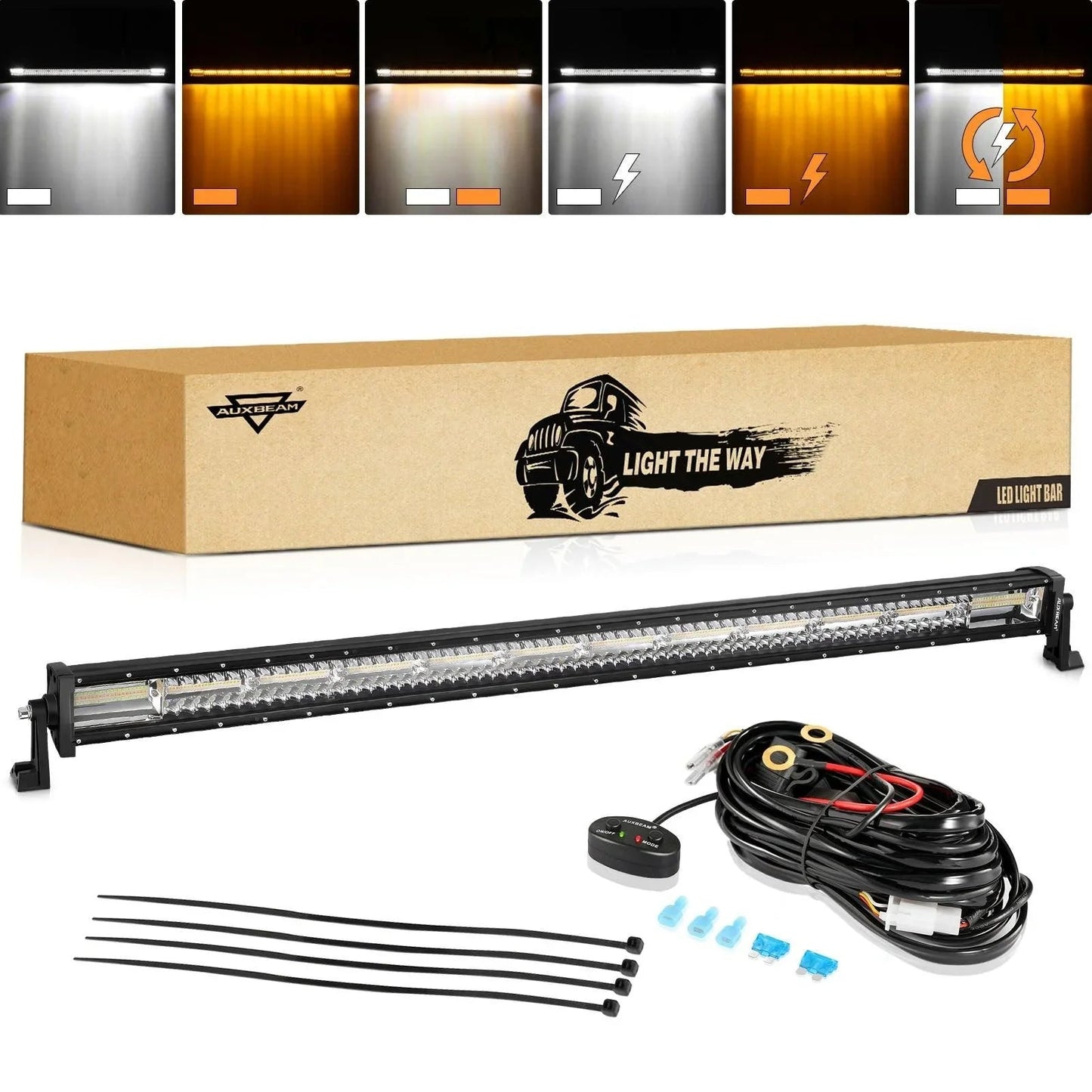 50 Inch 6 Modes blanc&orange Straight Off Road Barres LED