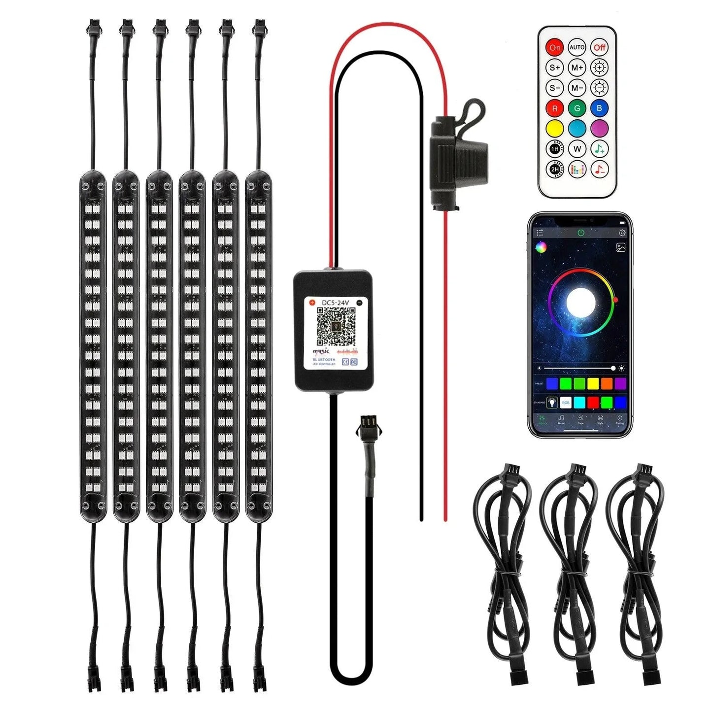 Magic Dream Color RGB Underglow Lights LED Strip Lights Kit avec Bluetooth APP & Télécommande sans fil avec Brake Light Func…