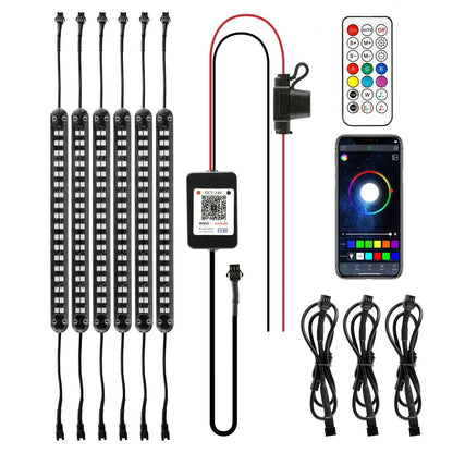 Magic Dream couleur RGB éclairage sous caisse LED Strip feux Kit avec Bluetooth APP & Télécommande sans fil avec fonction feu