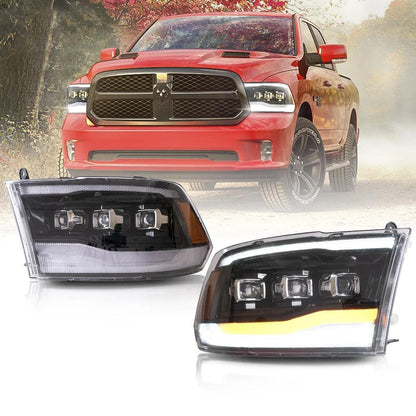 LED bloc optique avant Matrix Projector noir pour 2009–2018 Dodge Ram 4th Gen 1500 2500 3500 – NOVADOMIO