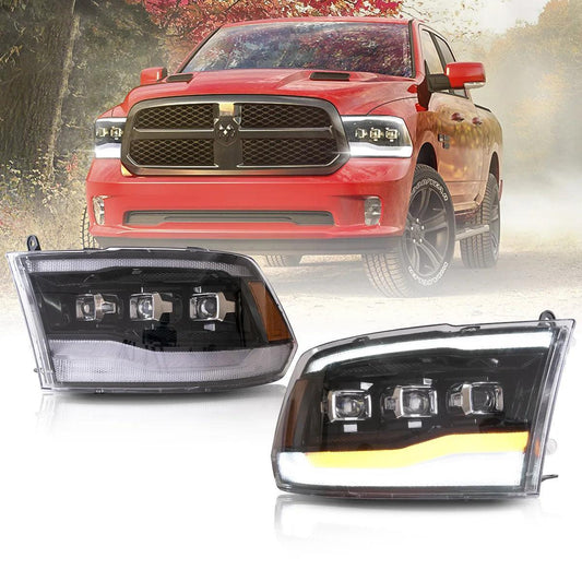 LED bloc optique avant Matrix Projector noir pour 2009-2018 Dodge Ram 4th Gen 1500 2500 3500