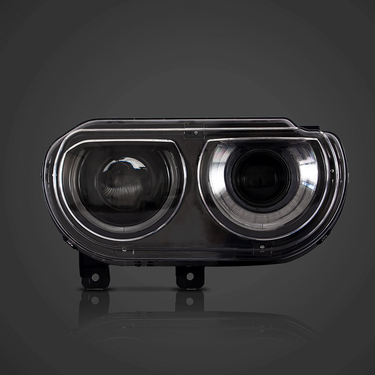 LED bloc optique avant Dual Beam Projector noir pour 2008-2014 Dodge Challenger 3th Gen Pre-Facelift – vue 2