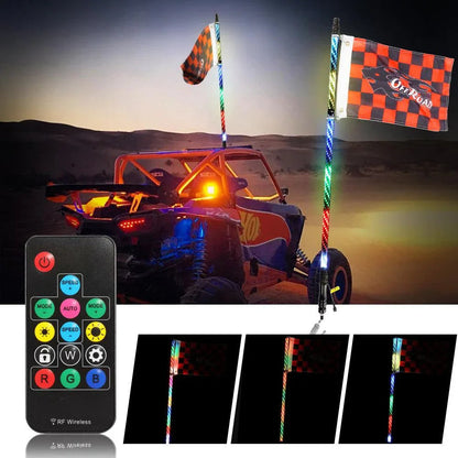 3FT RGB LED fouet LED Rotating couleurs changeantes mât lumineux avec télécommande – NOVADOMIO