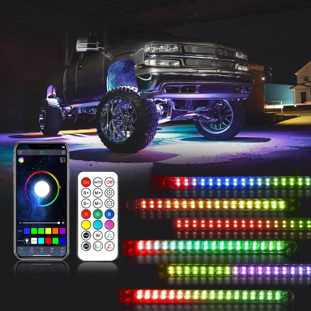 Magic Dream Color RGB Underglow Lights LED Strip Lights Kit avec Bluetooth APP & Télécommande sans fil avec Brake Light Func…