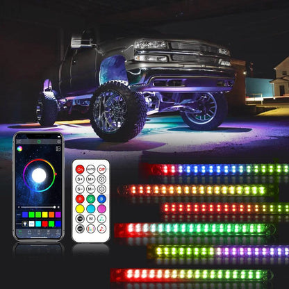 Magic Dream couleur RGB éclairage sous caisse LED Strip feux Kit avec Bluetooth APP & Télécommande sans fil avec fonction feu