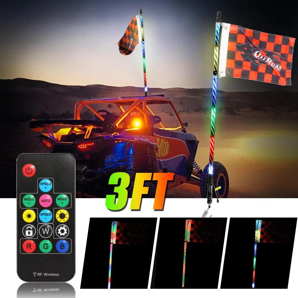 3FT RGB LED Whip Light Rotating Color Changing Flag Pole avec Remote Control – vue 15