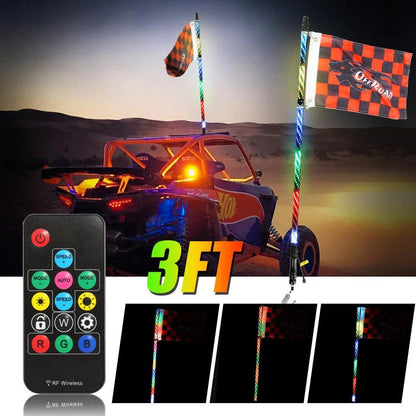 3FT RGB LED fouet LED Rotating couleurs changeantes mât lumineux avec télécommande – vue 15 – NOVADOMIO