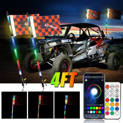 Lot de 2 3FT/4FT LED RGB fouets LED avec clignotant & feu stop, Bluetooth APP/ télécommande – vue 20 – NOVADOMIO