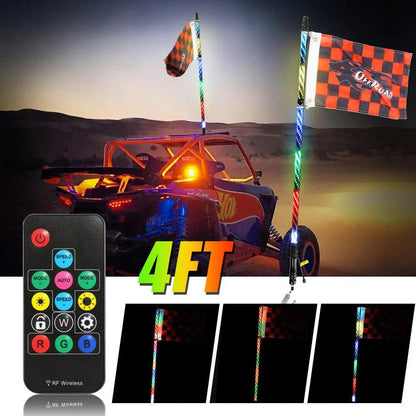 3FT/4FT RGB LED fouet LED avec télécommande+fouet LED supports de montage pour UTV, ATV, véhicule tout-terrain – vue 23