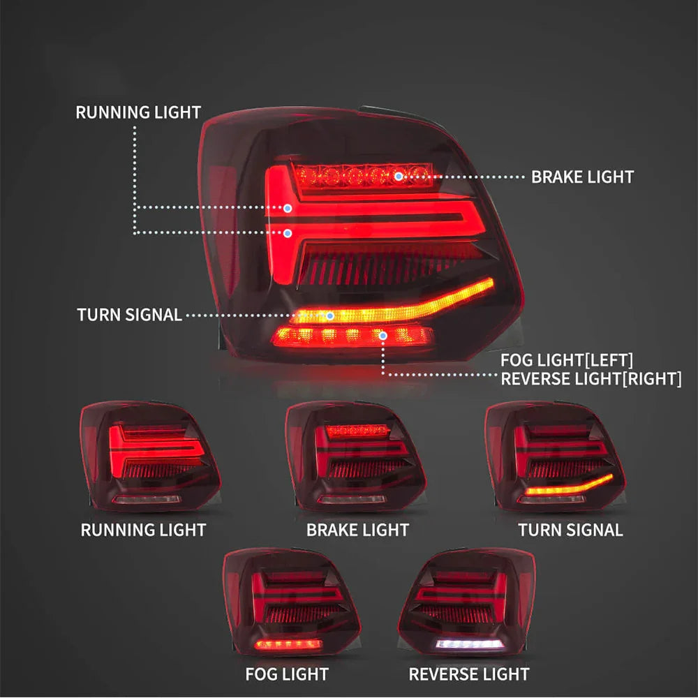 LED bloc de feux arrière avec Sequential clignotant pour 2009-2017 Volkswagen Polo 5th Gen (LWB/SWB） – vue 5