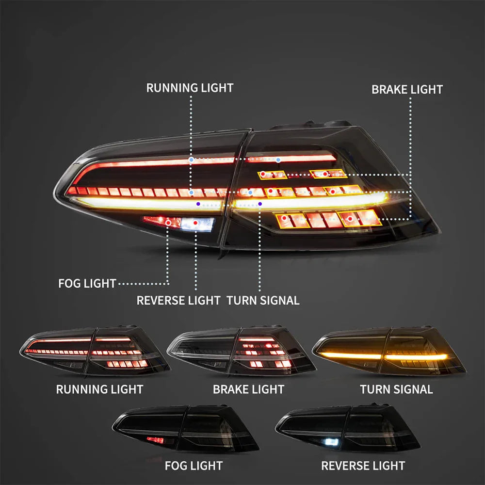 LED bloc de feux arrière avec Sequential clignotant pour 2013-2021 Volkswagen Golf MK7 MK7.5 Hatchback – vue 4