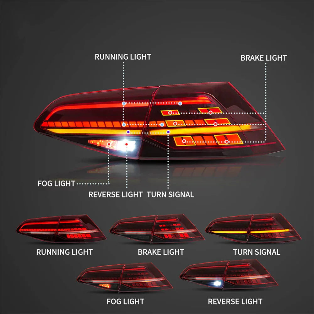 LED bloc de feux arrière avec Sequential clignotant pour 2013-2021 Volkswagen Golf MK7 MK7.5 Hatchback – vue 6