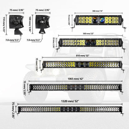 NEW 12″ 5D-PRO série 12 000 lm faisceau longue portée tout-terrain Barres LED – vue 13 – NOVADOMIO