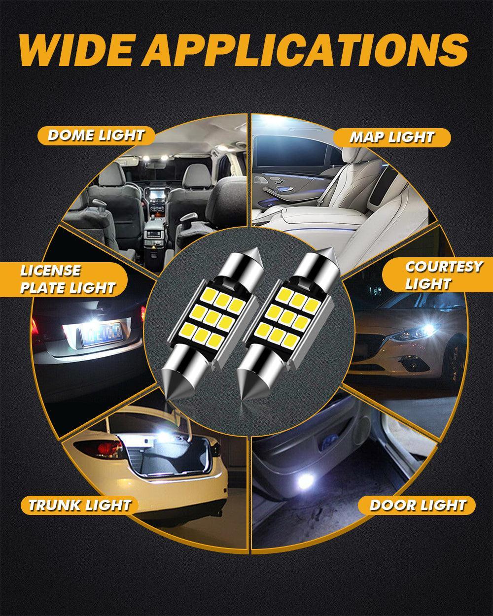 36MM DE3174 1.42" Festoon LED Interior/Dome/Map/License Plate Light Bulbs 2.7W 300LM 6500K blanc – 2 ampoules – vue 3