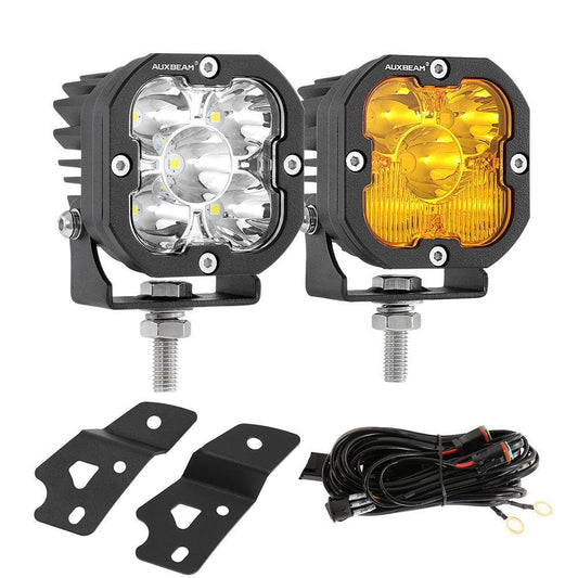 3 Inch 80W 9600LM LED Pods Lights blanc&Yellow avec A-Pillar Mounting Bracket pour Ford Bronco 2/4 Door 2021 2022