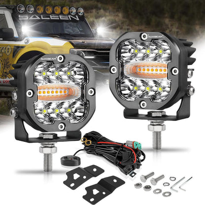 3″ 96 W 9 600 lm projecteurs LED compacts 6 modes feu LED longue portée avec montant A support de montage pour Ford Bronco