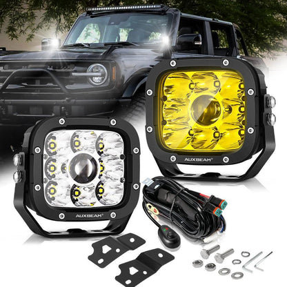 5″ 110 W blanc/orange LED feux longue portée projecteur LED compact avec montant A support de montage pour Ford Bronco 2/4