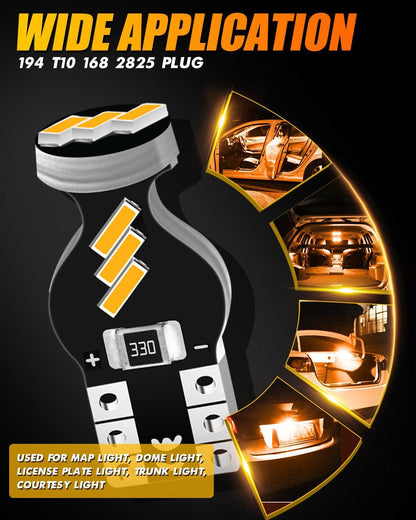 168 2825W5W T10 LED intérieur ampoules 1.5 W 300% plus lumineux 3 500 K orange – 10 ampoules – vue 7 – NOVADOMIO