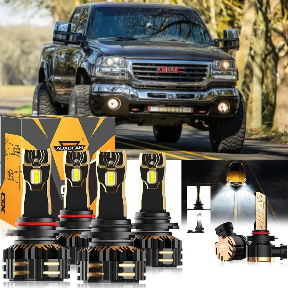pour 2003-2004 GMC Sierra 2500 9005 9006 Ampoules de phare LED Bundle