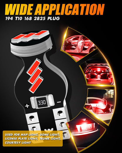 168 2825W5W T10 LED intérieur ampoules 1.5 W 300% plus lumineux rouge – 10 ampoules – vue 9 – NOVADOMIO