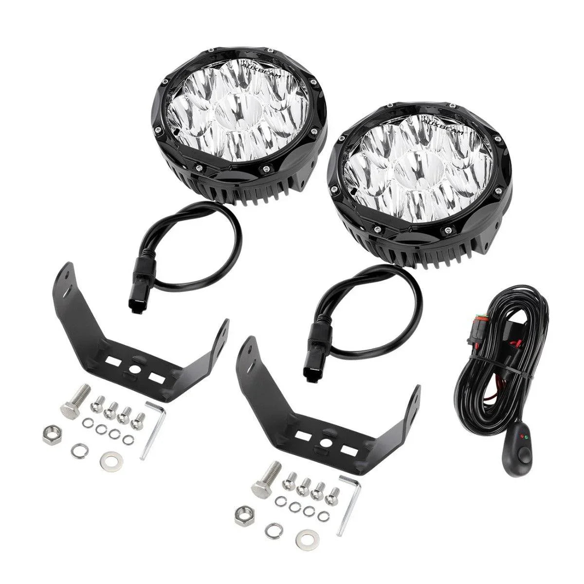 (2pcs/set) 7 Inch 90W Round faisceau longue portée Offroad LED Driving Lights w/ SAE Compliant+orange/noir Covers(Optional)…