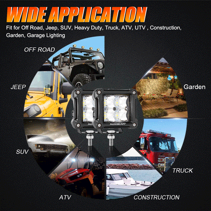 3″ 40 W projecteurs LED compacts Spot/Flood cadre multicolore avec faisceau électrique pour SUV ATV UTV camions pick-up