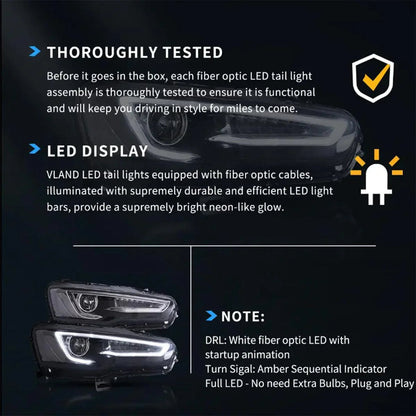 LED bloc optique avant projecteur double faisceau avec Demon Eyes noir pour 2008-2017 Mistubishi Lancer 9th Gen Evo X GSR