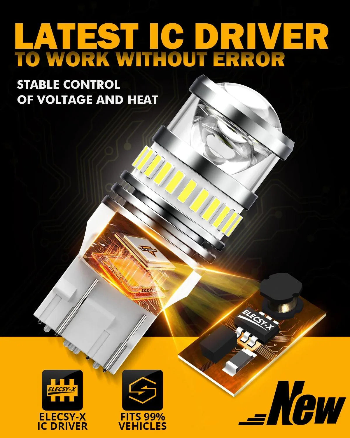 T20 7443 7440 Ampoules LED pour recul, clignotants, stop et feux arrière 11W 4000LM 6500K blanc B1 série – 2 ampoules – vue 5