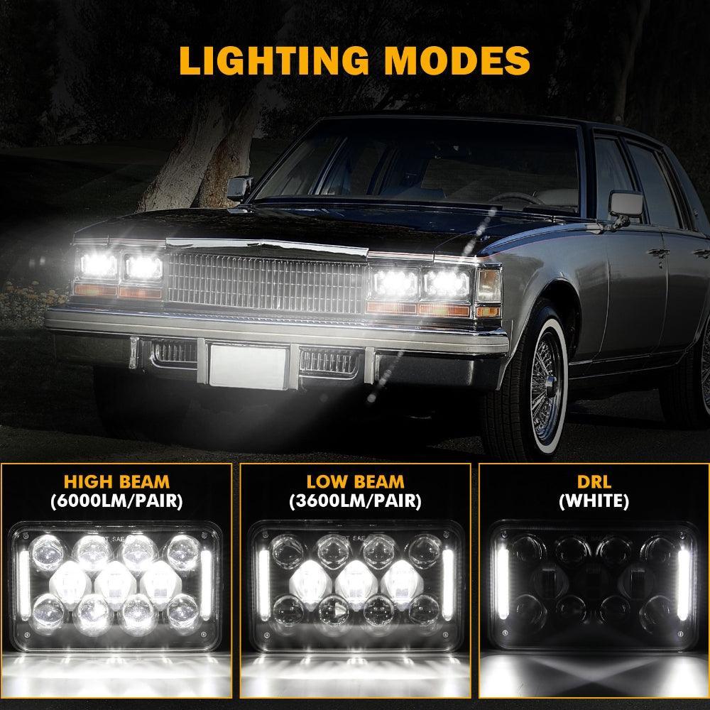 4x6 LED Headlights Rectangular Headlamps avec DRL High Low Beam DOT Approved Compatible avec Peterbil Kenworth Freightliner…