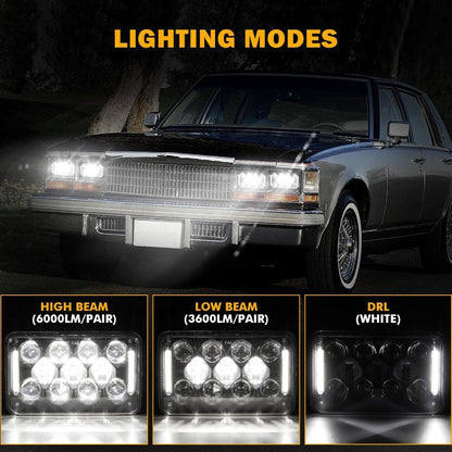 4×6 phares LED Rectangular phares avec DRL High feux de croisement homologation DOT pour Peterbil Kenworth Freightliner Ford