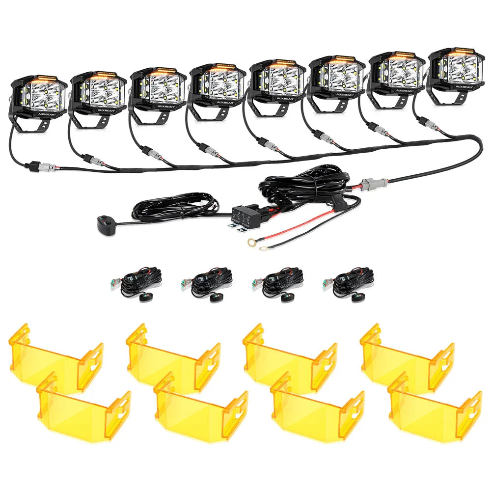 V-MAX série | 4 Inch 92W 8960LM faisceau combiné Side Shooter LED Square Pod Lights avec orange DRL – vue 21