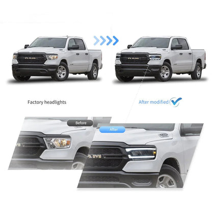 LED bloc optique avant Reflection Bowl chromé pour 2019–2023 Dodge Ram 1500 5th Gen (DT) – vue 7 – NOVADOMIO