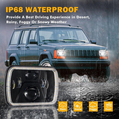 7×6 phares LED Rectangular phares High Low optique scellée avec DRL clignotant homologation DOT pour Jeep Wrangler YJ